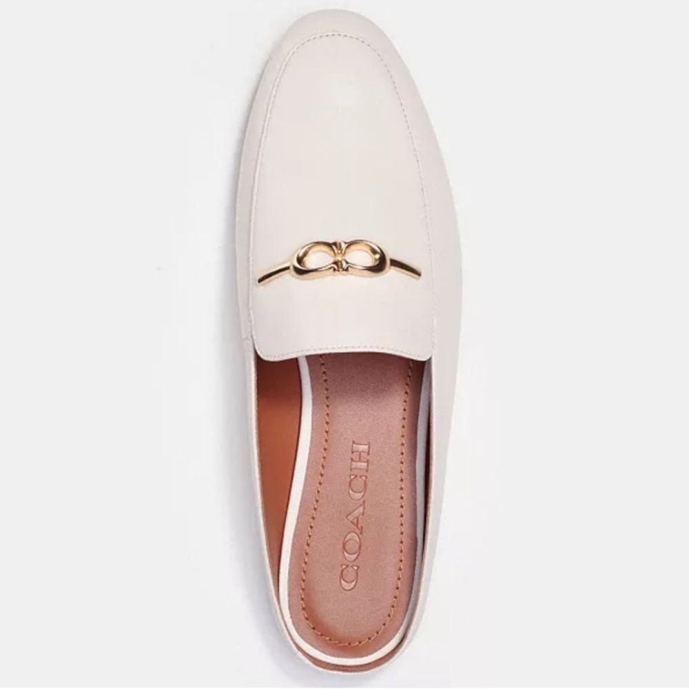 Coach Sienna Leather Slide Mule Chalk Size 7 - Picture 3 of 8